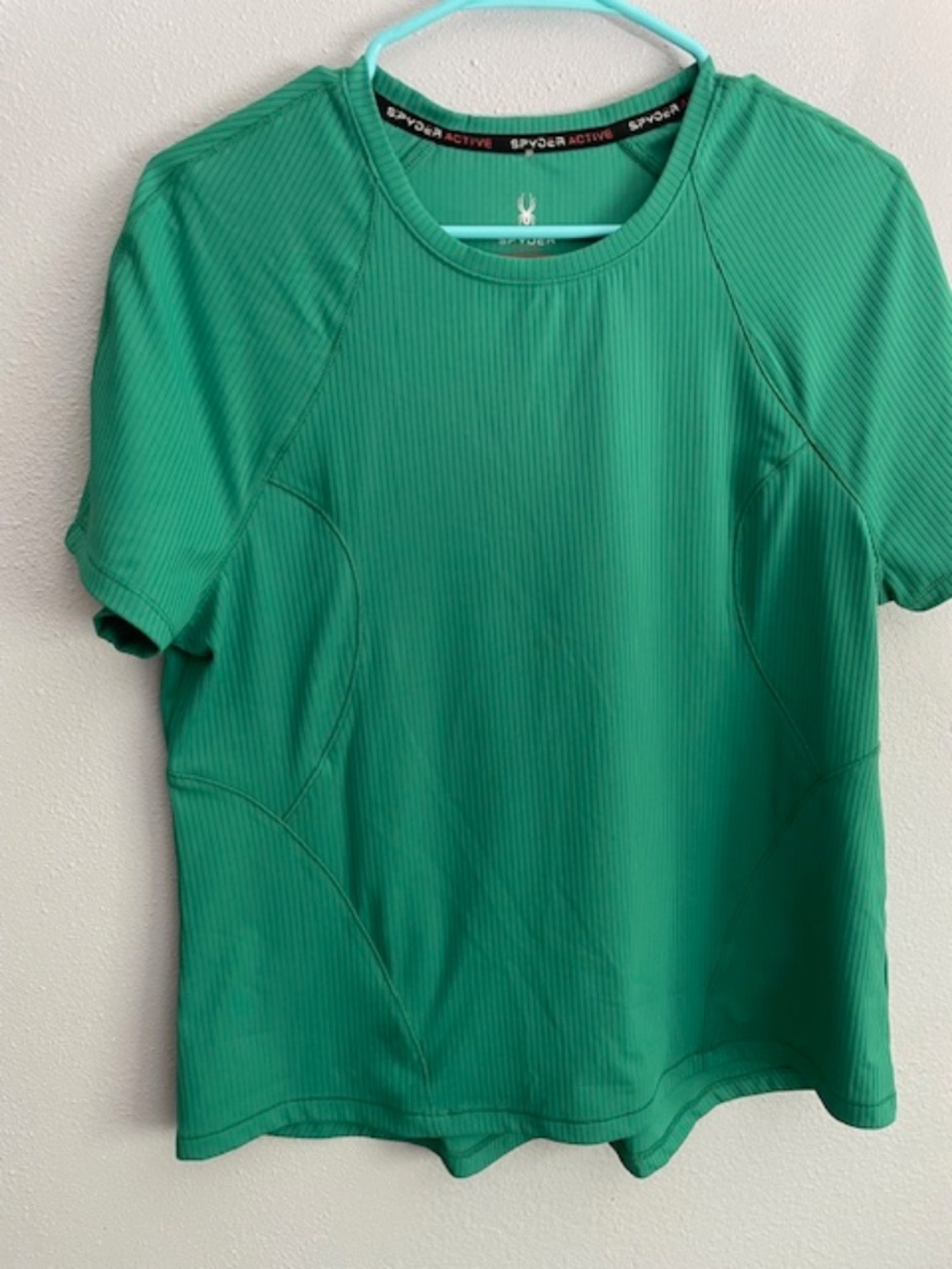 Spyder Active Ribbed Performance Tee Green Short Sleeve Large - Picture 2 of 4